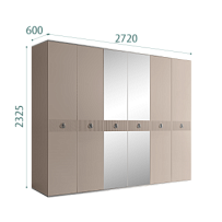 Шкаф 6-ти дверный с зеркалом Римини СОЛО (Мокка/Серебро) РМШ1/6(s)