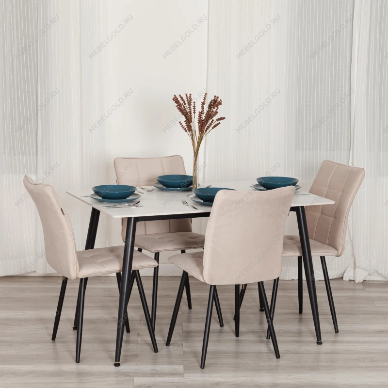 Стул обеденный Bari (2 шт. в упаковке), LT, велюр, бежевый/черный, 7, 41х55х89 см | изображение 10