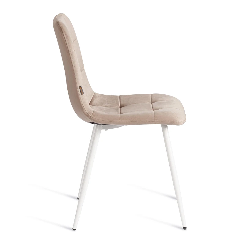 Стул CHILLY (mod. JSC-220), Велюр/металл, 44,5х52,5х88 см, Beige (бежевый) HLR8 / белый | изображение 1