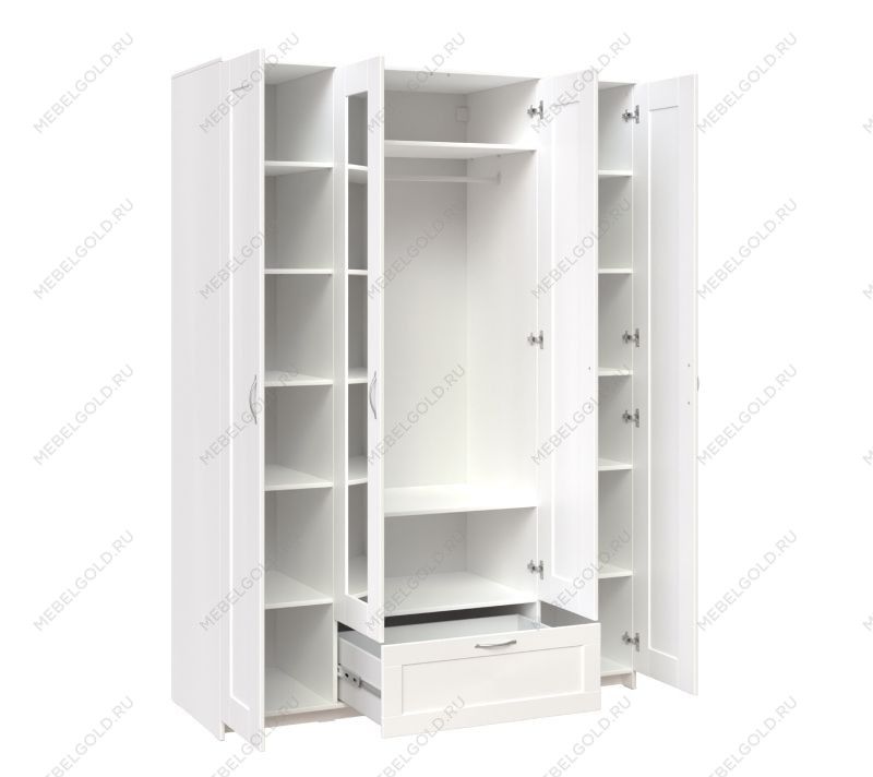 БРИМНЭС / СИРИУС Шкаф четырёхдверный ИКЕА / IKEA белый с одним выдвижным ящиком и двумя зеркалами | изображение 2