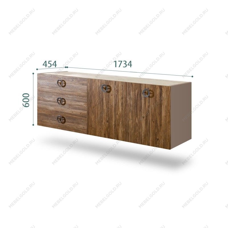 Комод 1.6м Bogemia Fly Wood Fi (Мокка) (Novabuk/Хром) БМКМ-4