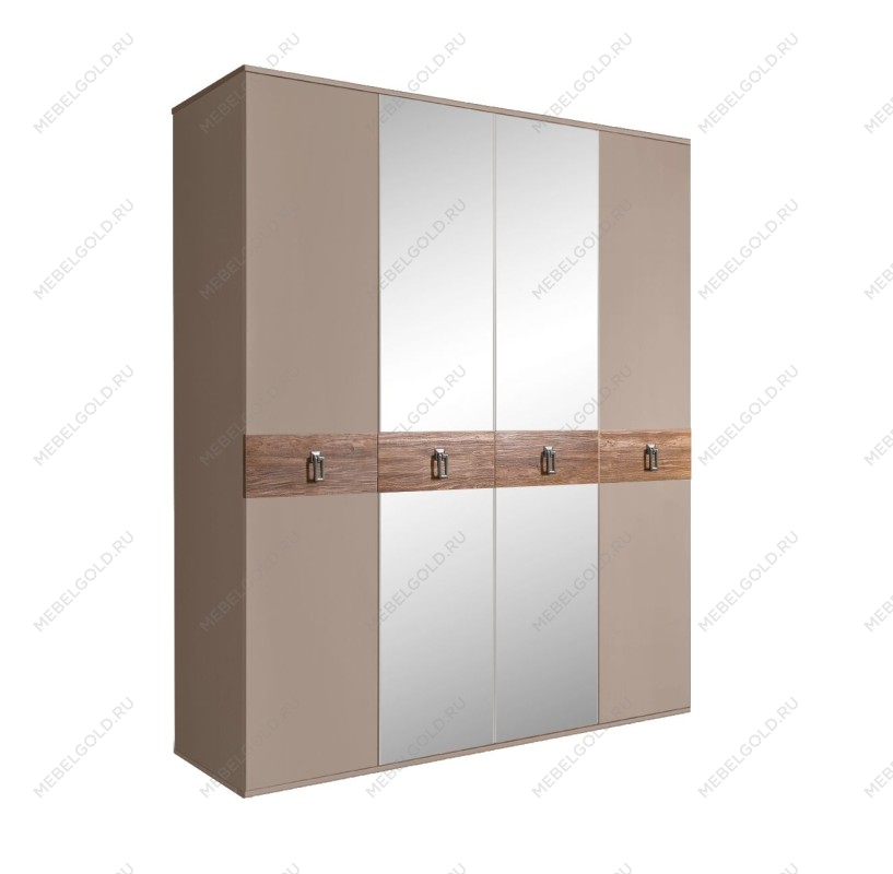 Шкаф 4-х дв. с зеркалами Bogemia Wood Fa (Мокка/Хром) БМШ1/4(Wo)