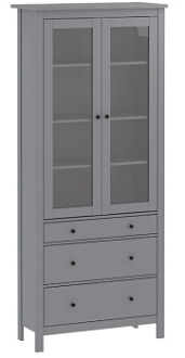 САГА шкаф с витриной 90 серый