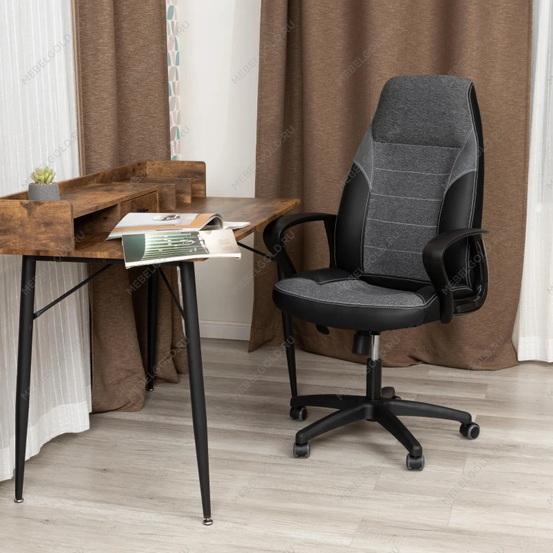 Кресло INTER (24), кож/зам/ткань, черный/серый, 36-6/207/TW-12/TW-11 | изображение 12