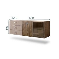 Комод 1.6м Bogemia Woodline Fly Wood Fi (Мокка) (Novabuk/Хром) БМКМ-4[5][10]