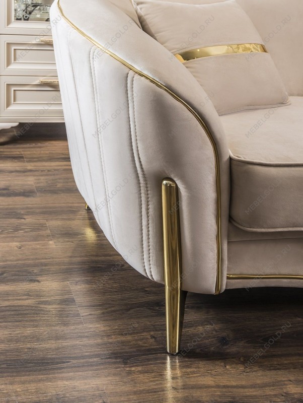 Диван Лара 2х местный бежевый золото | изображение 3