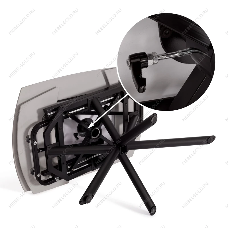 Стол обеденный Winston/Винстон, столешница керамика (глянцевая) / опоры металл, белый/черный, (120+30+30)x80x75(+1) см | изображение 17