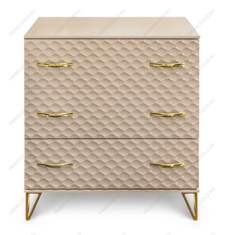 Комод Лара 3 ящика бежевый глянец | изображение 1