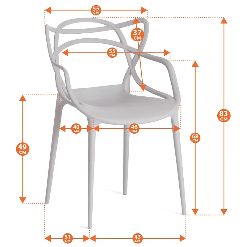 Стул Cat Chair (mod. 028), пластик, 53 x 59 x 82,5 см, темно-серый (Dark grey NX-GR-20) | изображение 8
