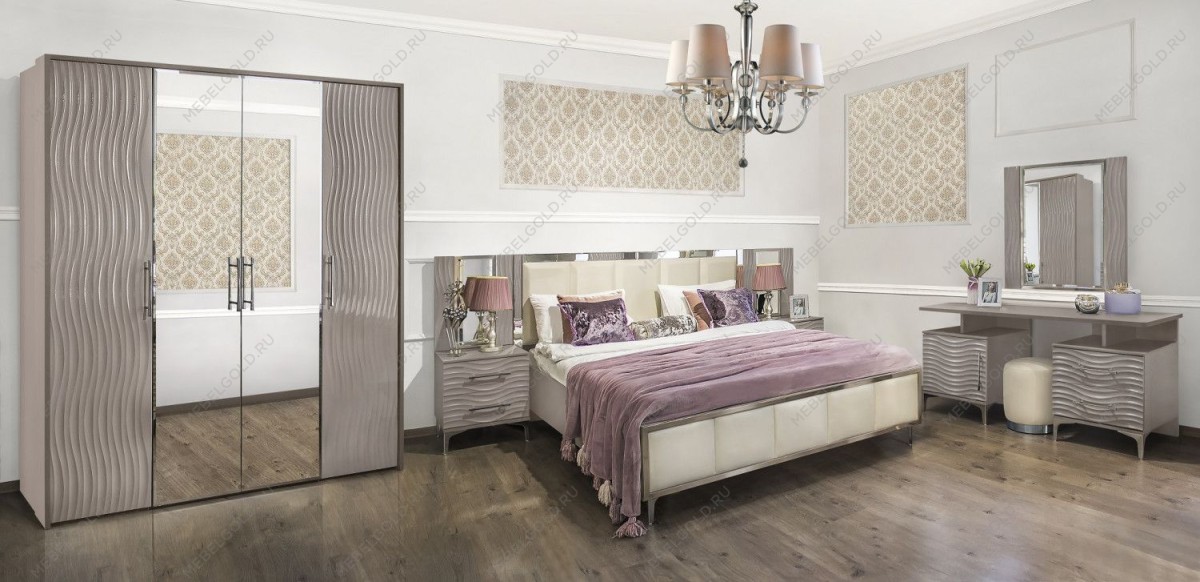 Спальня Гравита 4-ств серый камень глянец