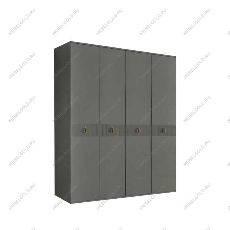 Шкаф 4-х дверный Римини СОЛО (Серый/Золото) РМШ2/4(s)