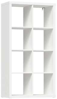 КАЛЛАКС / ФОРА Стеллаж ИКЕА / IKEA 8, прямоуголной формы с двумя рядами ячеек, тамбурат, цвет белый