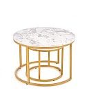 Комплект Halmar PAOLA, 2 стола журнальных (белый мрамор/золотой) | изображение 1
