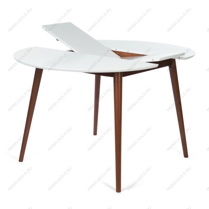 Стол круглый раскладной обеденный BOSCO (Боско) Белый + Коричневый | изображение 3