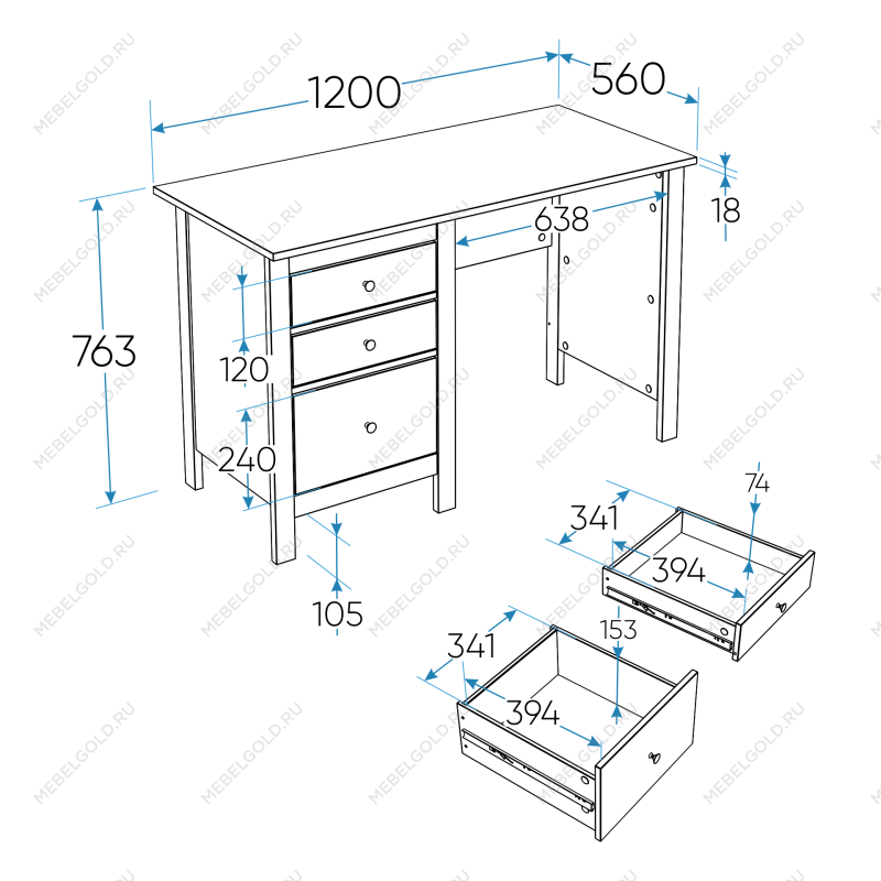 САГА стол письменный 120х56 серый | изображение 2