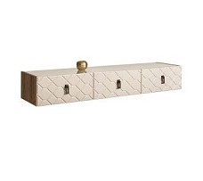 Тумба телевизионная 1.6м Bogemia Woodline Fly Fa (Слоновая кость) (Lakobel/Черный) БМТ-1