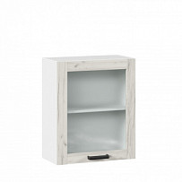Шкаф кухонный 600 со стеклом Винченца (Белый/Дуб Крафт белый)