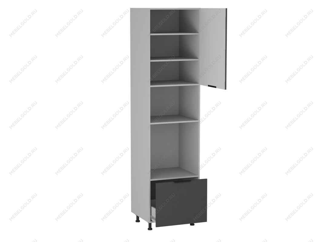 Шкаф-пенал 960 П-1, Ватель (600*566*2406) Экокожа Серый, 23336 | изображение 1