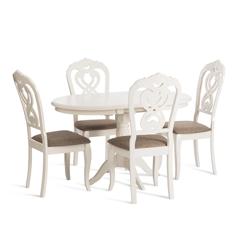 Стул -Андромеда/Andromeda, дерево гевея, 47х55,5х107 см, Ivory white, ткань коричневая S168-7 | изображение 8