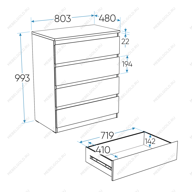 МАЛЬТА комод ИКЕА / IKEA 4 ящика 80х99 Дуб Венге | изображение 4