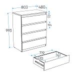 МАЛЬТА комод ИКЕА / IKEA 4 ящика 80х99 Дуб Венге | изображение 4