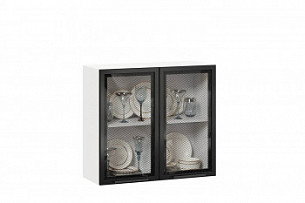 Шкаф кухонный 800 со стеклом Герда (Белый/Чёрный)
