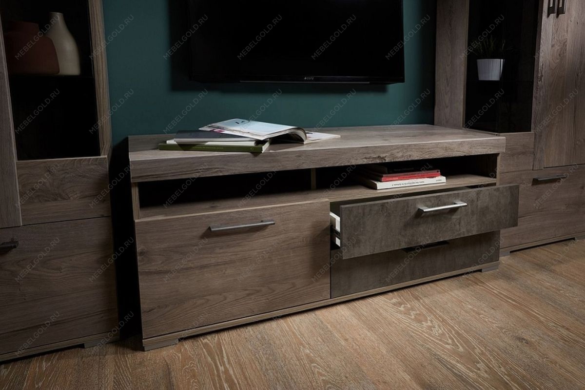 Тумба Д-4 под ТВ, Денвер (1300*450*576) Риббек серый, 31307 | изображение 2