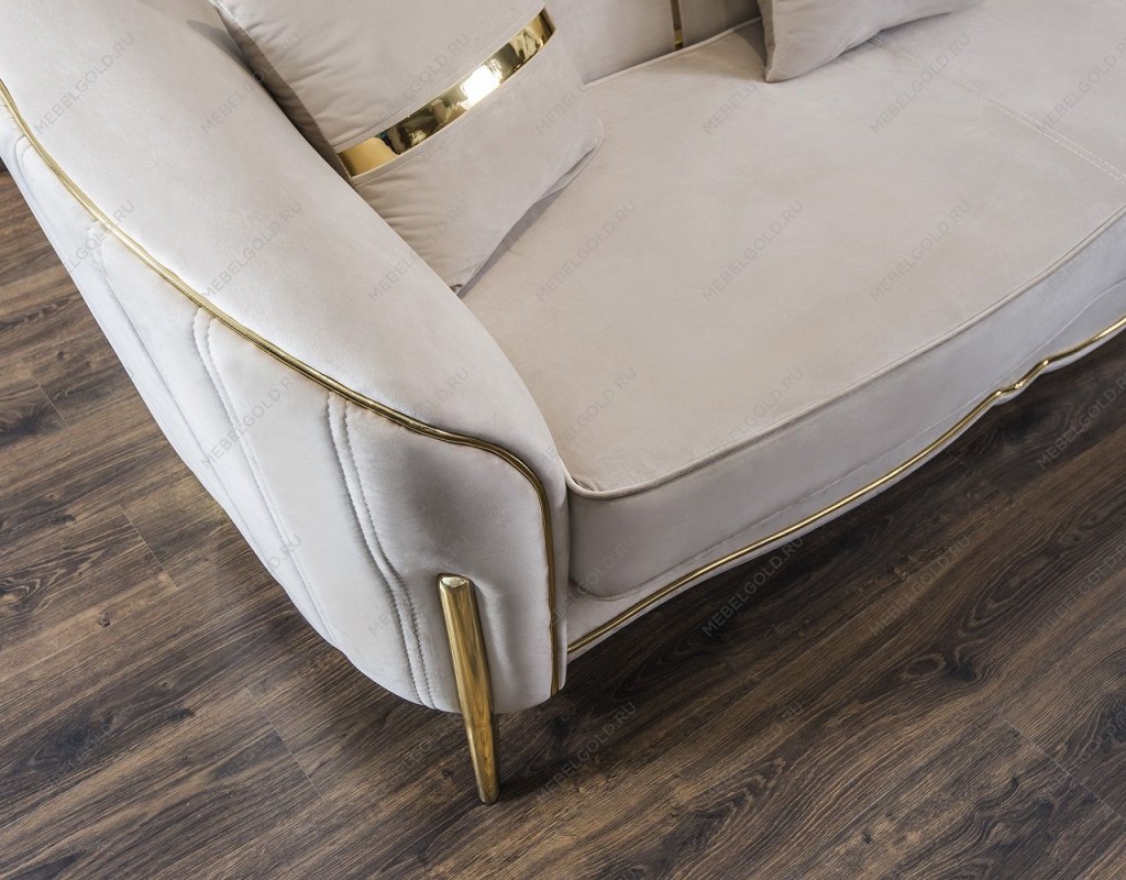 Диван Лара 2х местный бежевый золото | изображение 5