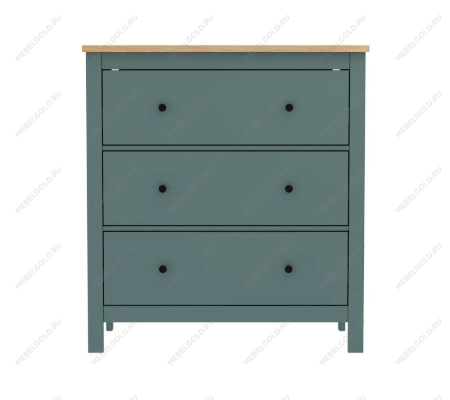 САГА комод 3 ящика темно-бирюзовый/ясень | изображение 1