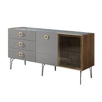 Комод 1.6м Bogemia Woodline Fi (Серый) (Novabuk/Золото) БМКМ-4[5][10]