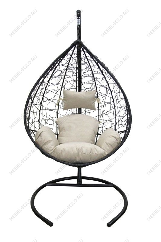 Кресло подвесное Сфера арт.CN800-2024 (стойка+основание.черн.,корзн.черн.,подуш.беж. (М)) | изображение 8