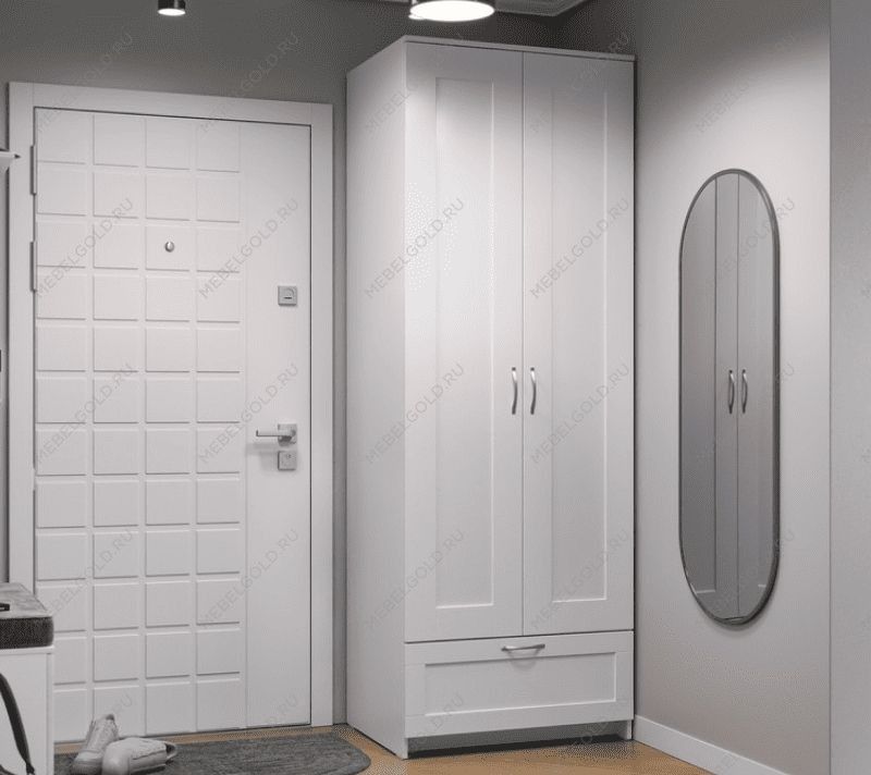 БРИМНЭС / СИРИУС Шкаф двудверный ИКЕА / IKEA белый с выдвижным ящиком | изображение 4