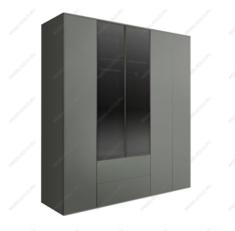 Шкаф 5-ти дв. с ящиками Bogemia Air (Серый/Черный) БМШ2/52(2)
