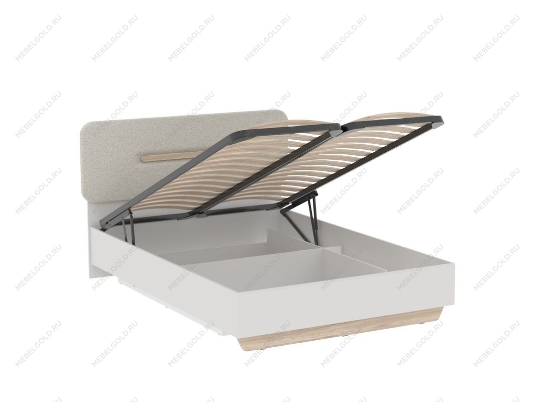 Кровать 1400 со светлой мягкой вставкой и подъемным механизмом, Аврора (1556*2063*1049) Дуб Мария/Кашемир