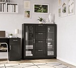 БРИМНЭС / СИРИУС тумба ИКЕА / IKEA 2 двери со стеклом и 4 ящика 117х123 Дуб Венге | изображение 4