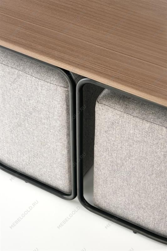 Комплект Halmar PAMPA, стол журнальный + 2 пуфа (орех/черный, серый) | изображение 5