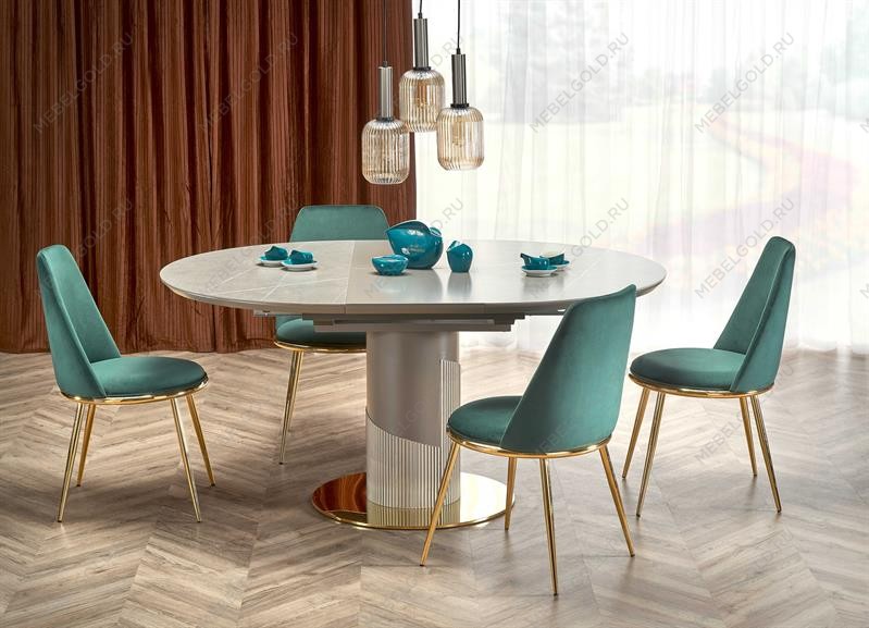 Стол обеденный Halmar MUSCAT 120 раскладной (серый мрамор/светло-серый/золотой) | изображение 10