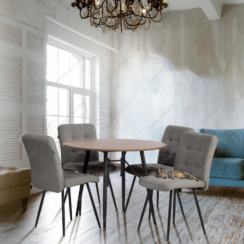 Стул обеденный Medeo, флок, серый/черный, 29, 47х56х89 | изображение 9