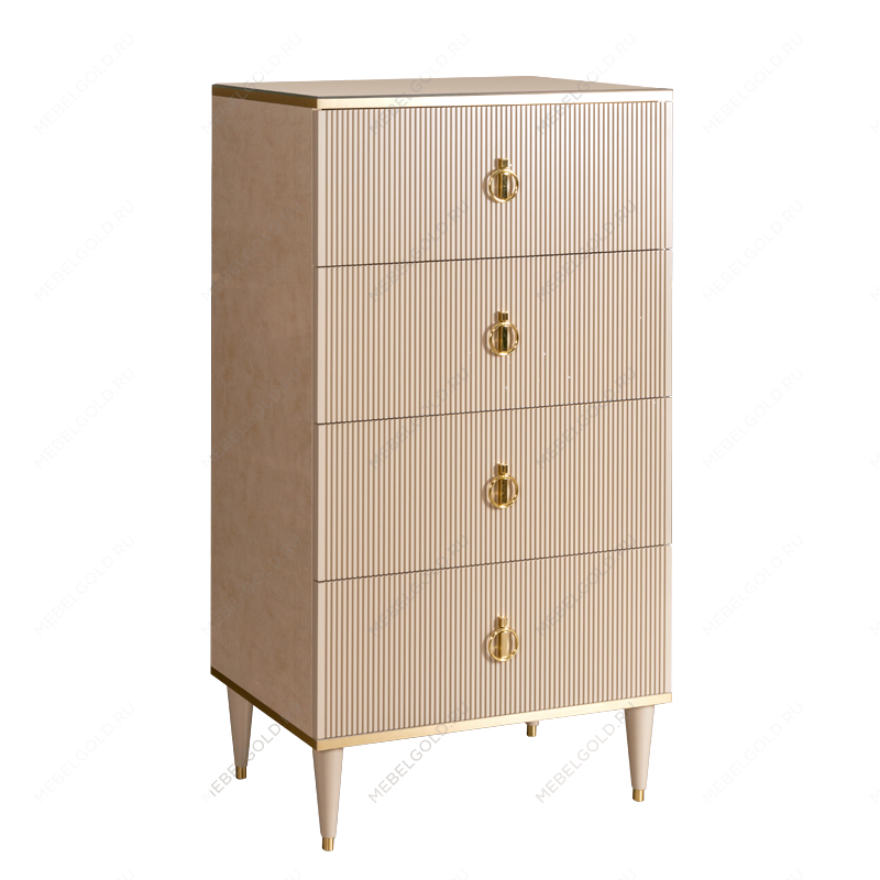 Комод 4 ящика Римини СОЛО (Латте/Золото) РМКМ-6(s)