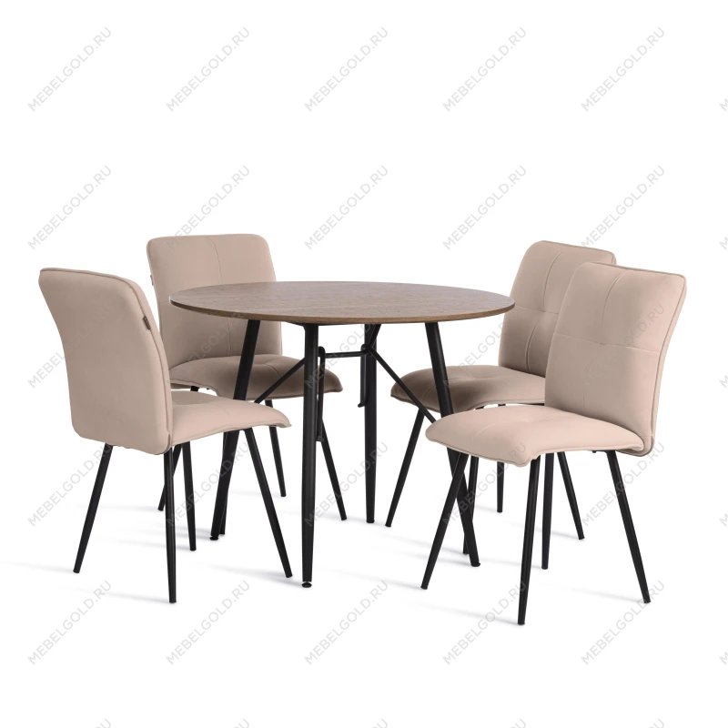 Стул обеденный Sweet, флок, бежевый/черный, 7, 46х55х88 | изображение 8