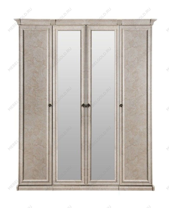 Шкаф Афина 4-дверный (1+2+1) с зеркалом крем корень | изображение 1