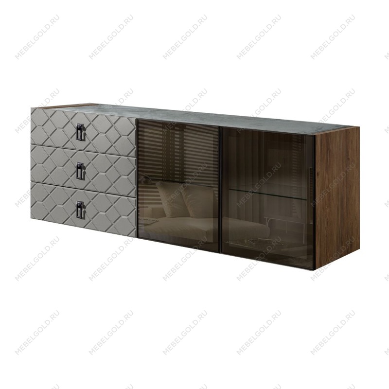 Комод 1.6м Bogemia Woodline Fly Fa (Серый) (Novabuk/Черный) БМКМ-4[5]