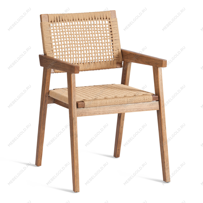 Стул VANHEIM, дерево вяз/бечевка, Груша (№3), 46х45х83 см