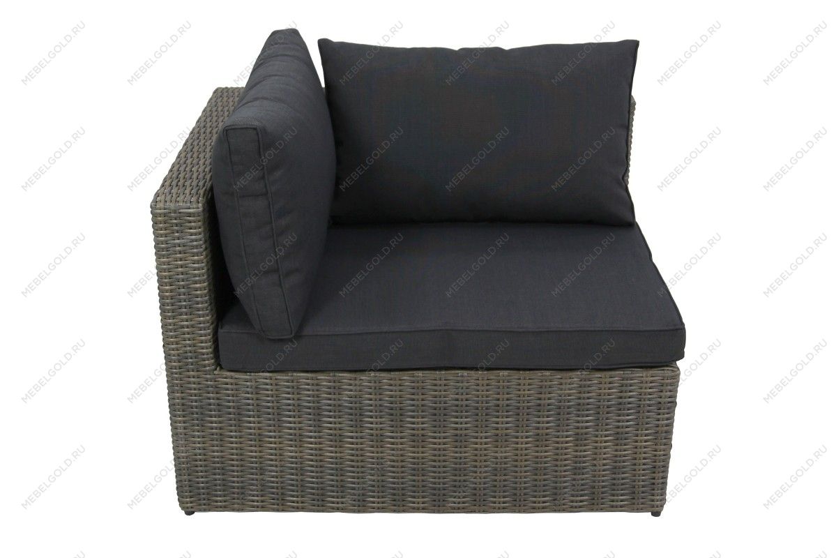 Набор мебели Драмен арт.GS009 серо-коричневый, серый (стол, 2 угл.кресла, 2 пуфа, ротанг серо-корич, подушки серые) | изображение 9