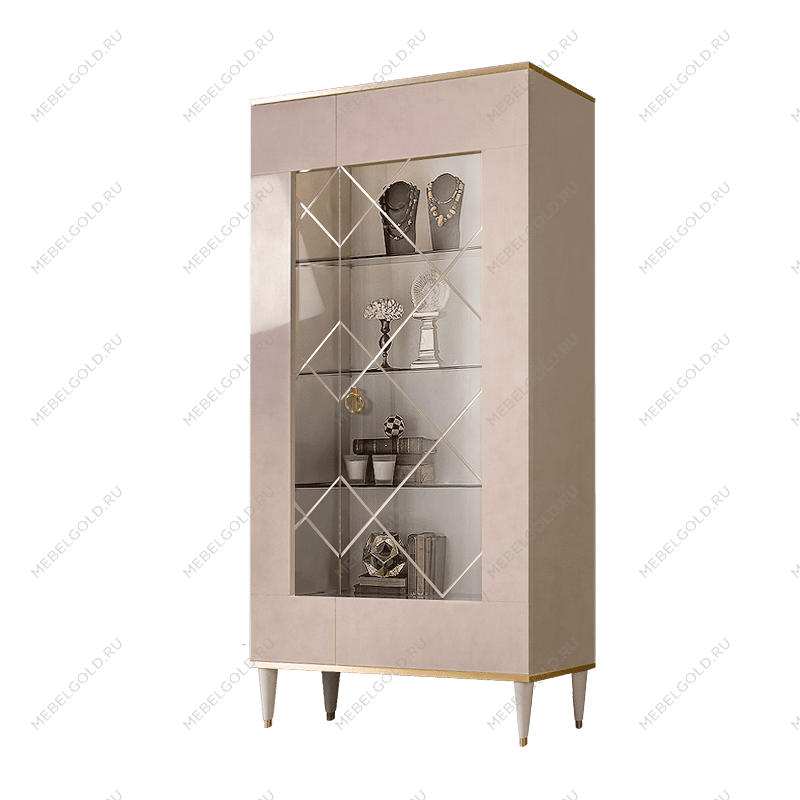 Витрина 2-ств. Римини (Латте/Золото) (Правая) РМВ2-2С