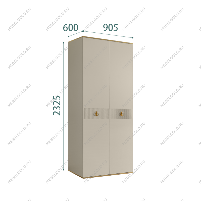 Шкаф 2-х дверный Римини СОЛО (Ваниль/Золото) РМШ2/2(s)