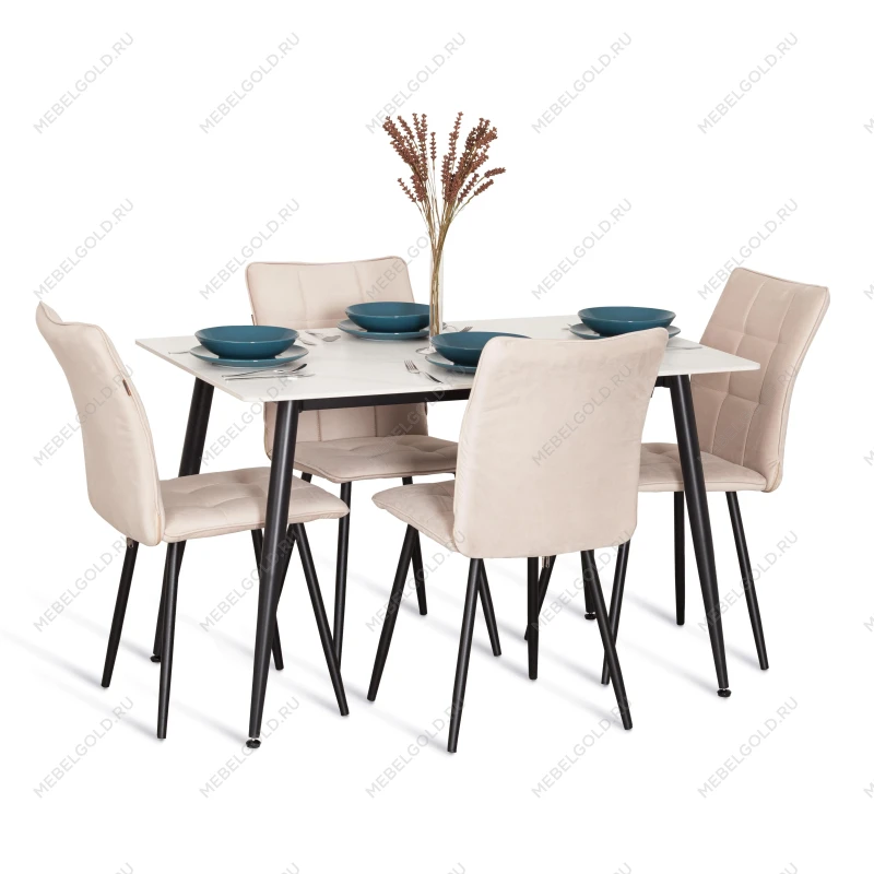 Стул обеденный Bari (2 шт. в упаковке), LT, велюр, бежевый/черный, 7, 41х55х89 см | изображение 9