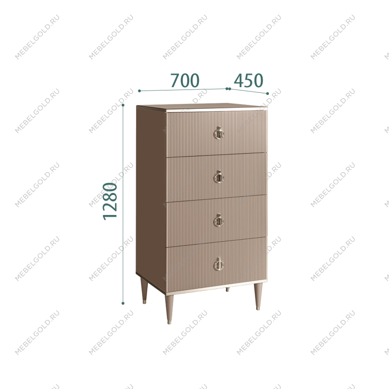 Комод 4 ящика Римини СОЛО (Мокка/Серебро) РМКМ-6(s)