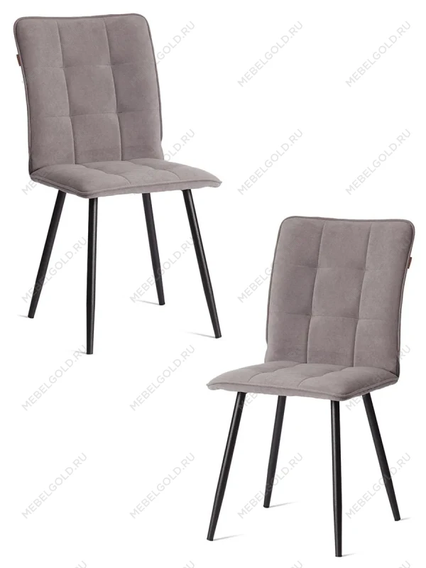Стул обеденный Bari (2 шт. в упаковке), LT, велюр, серый/черный, 29, 41х55х89 см