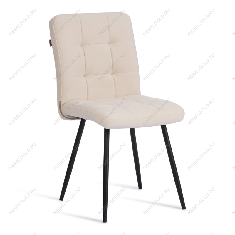Стул обеденный Medeo, флок, молочный/черный, 4, 47х56х89